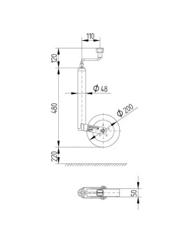 Römork & Karavan Destek Tekerleği - 150 Kg - 48 mm gövde - Knott 000334